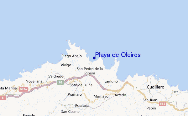 mapa de localização de Playa de Oleiros