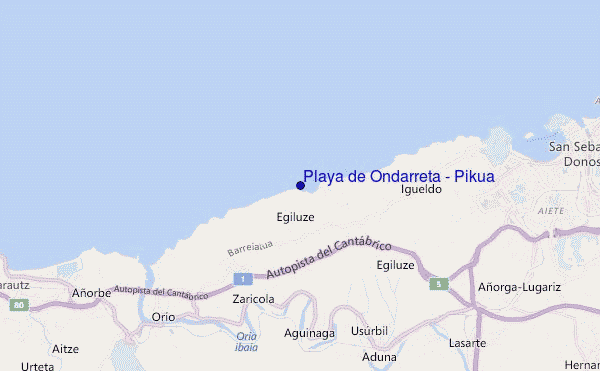 mapa de localização de Playa de Ondarreta - Pikua