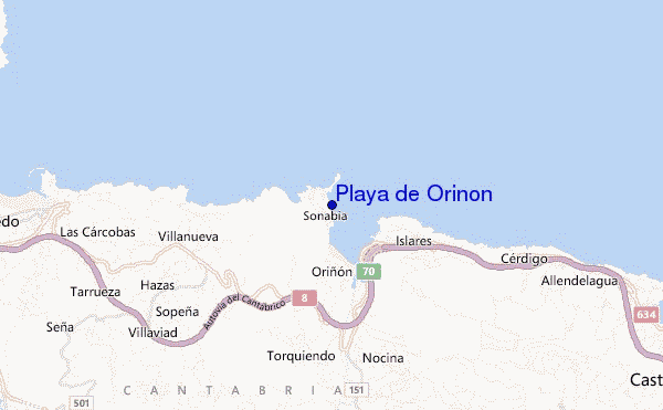 mapa de localização de Playa de Orinon