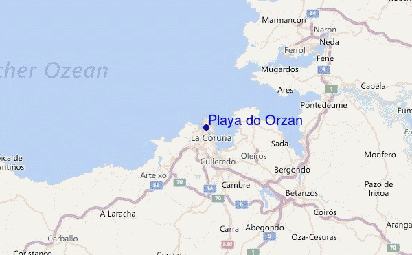 Playa do Orzan Location Map