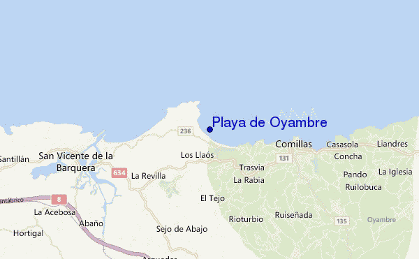 mapa de localização de Playa de Oyambre