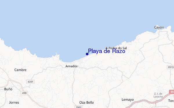 mapa de localização de Playa de Razo