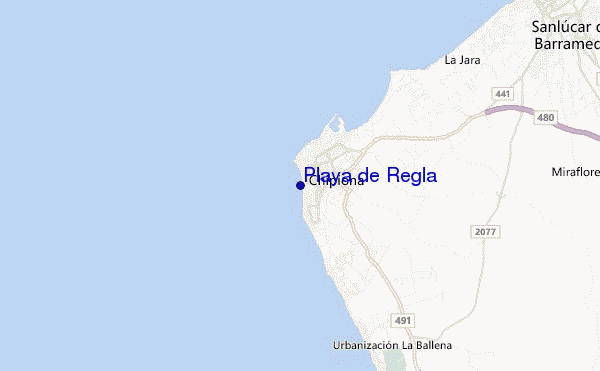 mapa de localização de Playa de Regla