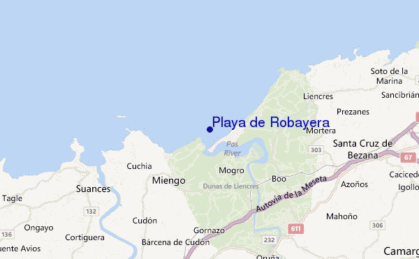 mapa de localização de Playa de Robayera