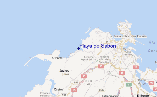 mapa de localização de Playa de Sabon