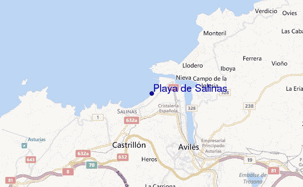 mapa de localização de Playa de Salinas