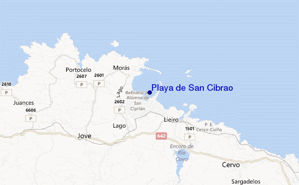 mapa de localização de Playa de San Cibrao