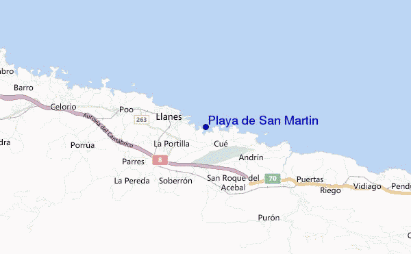 mapa de localização de Playa de San Martin