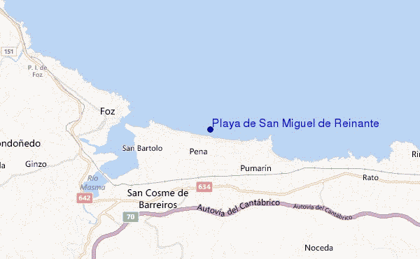 mapa de localização de Playa de San Miguel de Reinante