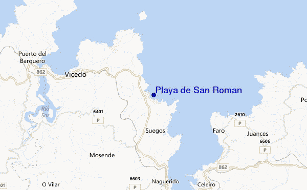 mapa de localização de Playa de San Roman