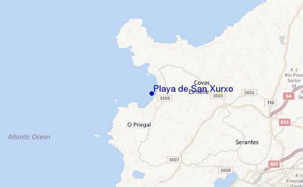 mapa de localização de Playa de San Xurxo
