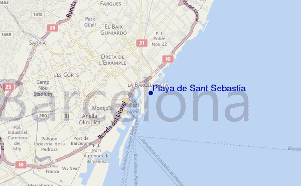 mapa de localização de Playa de Sant Sebastia