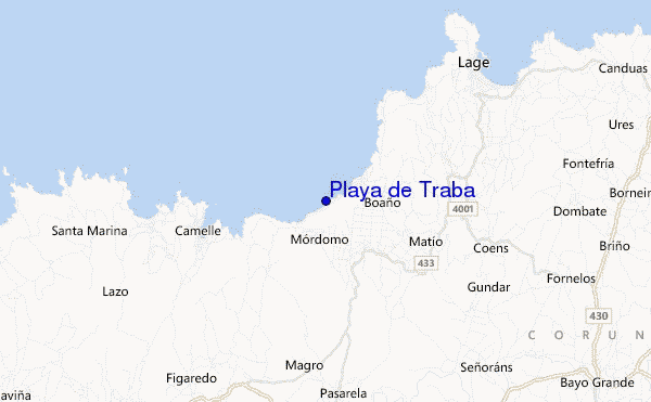 mapa de localização de Playa de Traba