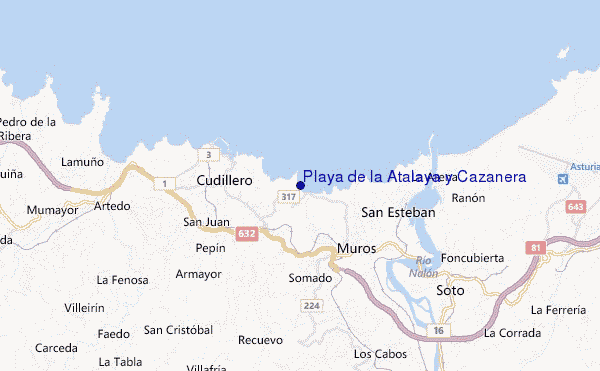 mapa de localização de Playa de la Atalaya y Cazanera