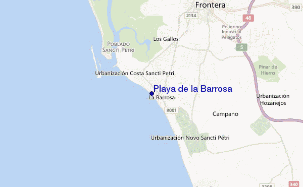 mapa de localização de Playa de la Barrosa