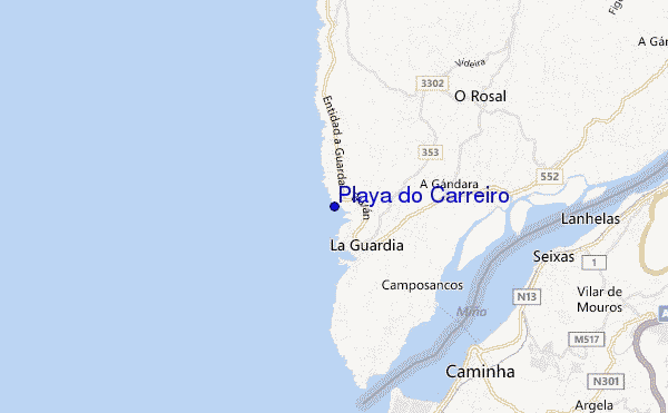 mapa de localização de Playa do Carreiro