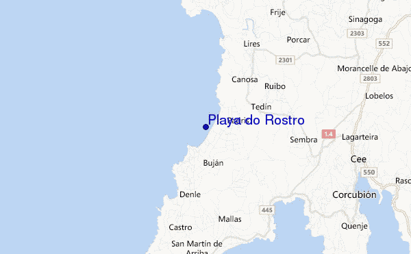 mapa de localização de Playa do Rostro