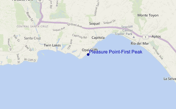 mapa de localização de Pleasure Point-First Peak