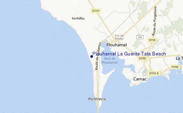 mapa de localização de Plouharnel La Guerite Tata Beach