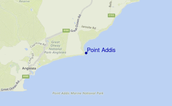 mapa de localização de Point Addis