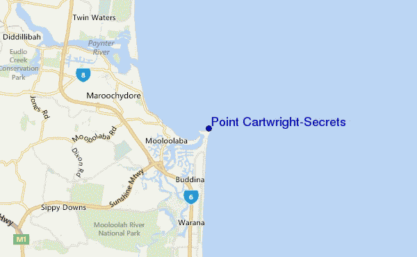 mapa de localização de Point Cartwright/Secrets