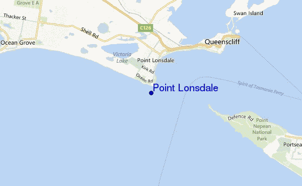 mapa de localização de Point Lonsdale