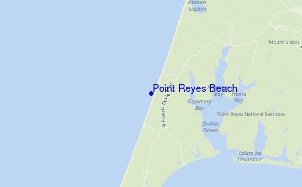 mapa de localização de Point Reyes Beach