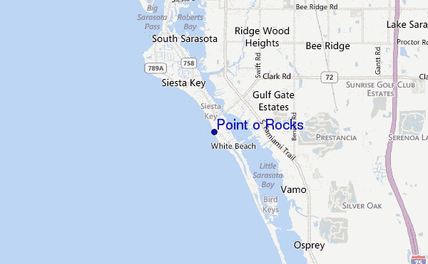 mapa de localização de Point o Rocks