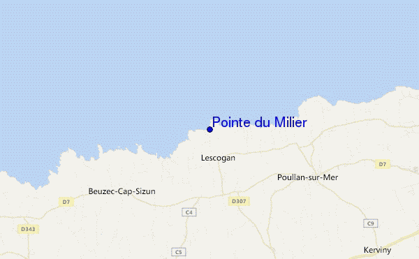 mapa de localização de Pointe du Milier