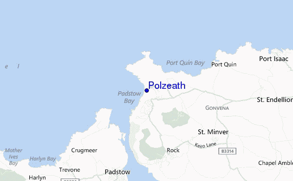 mapa de localização de Polzeath