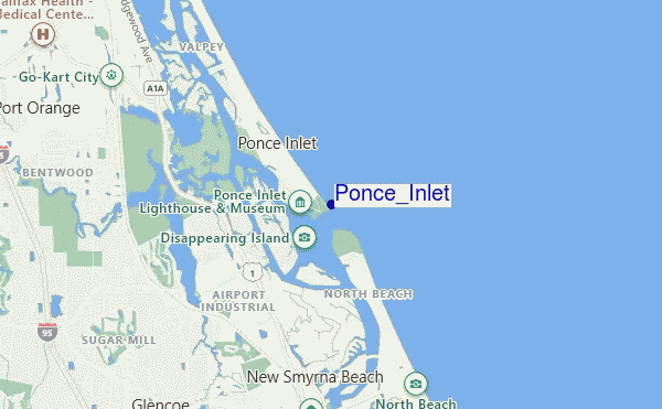 mapa de localização de Ponce_Inlet