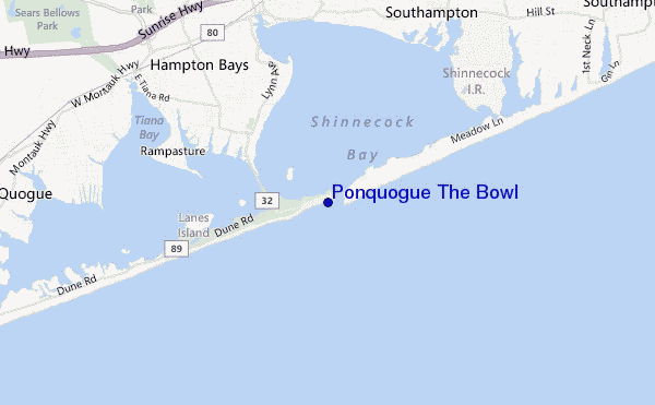mapa de localização de Ponquogue The Bowl