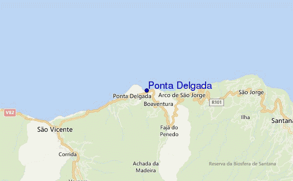 mapa de localização de Ponta Delgada