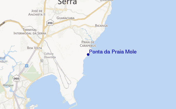 mapa de localização de Ponta da Praia Mole