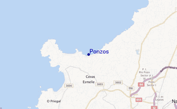 mapa de localização de Ponzos