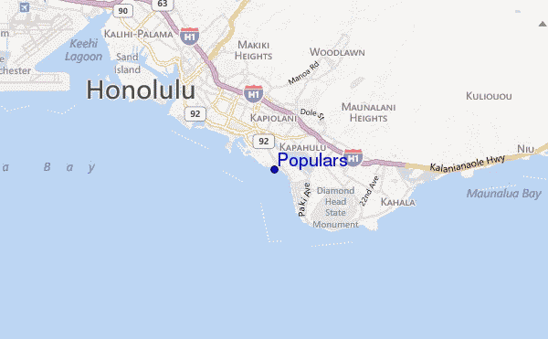 mapa de localização de Populars