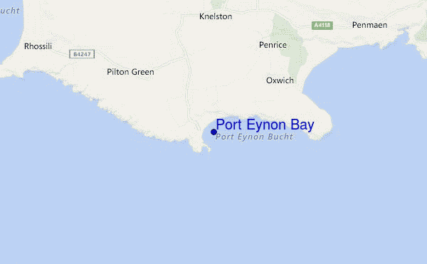 mapa de localização de Port Eynon Bay