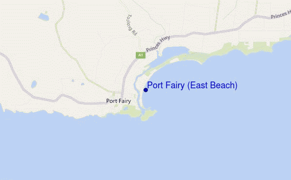 mapa de localização de Port Fairy (East Beach)