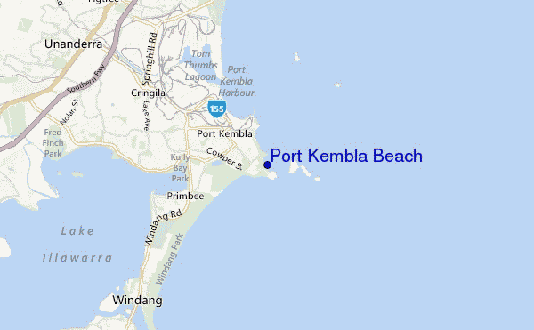 mapa de localização de Port Kembla Beach