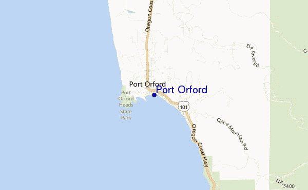 mapa de localização de Port Orford