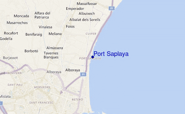 mapa de localização de Port Saplaya