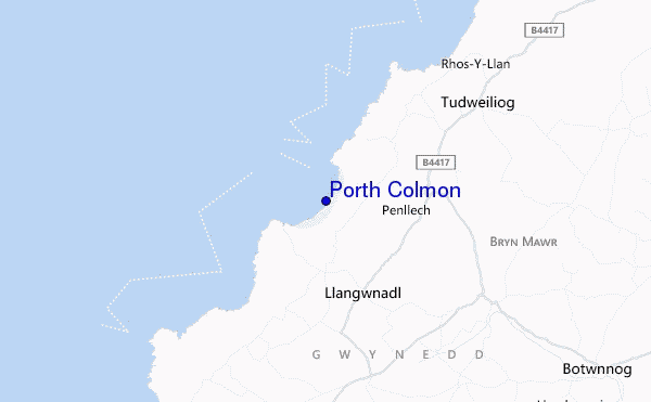 mapa de localização de Porth Colmon