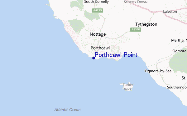 mapa de localização de Porthcawl Point