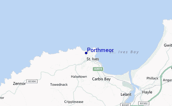 mapa de localização de Porthmeor
