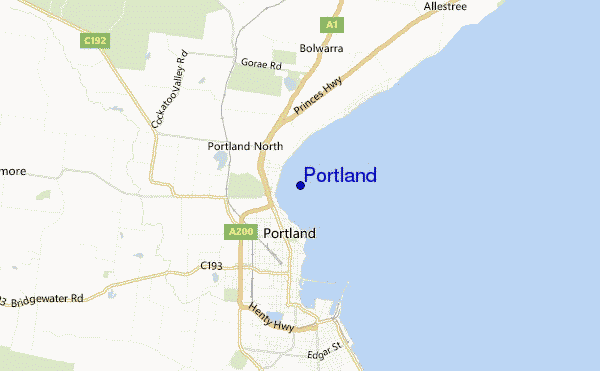 mapa de localização de Portland