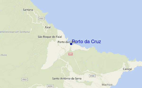 mapa de localização de Porto da Cruz