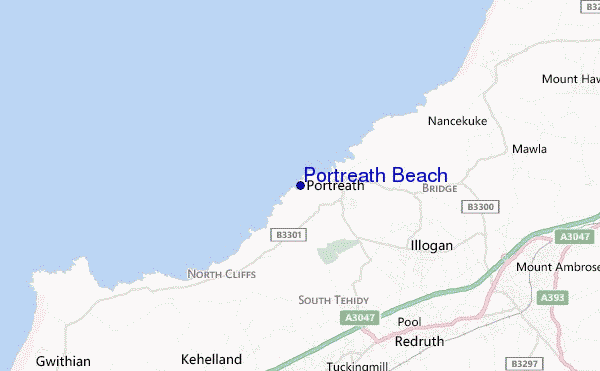 mapa de localização de Portreath Beach