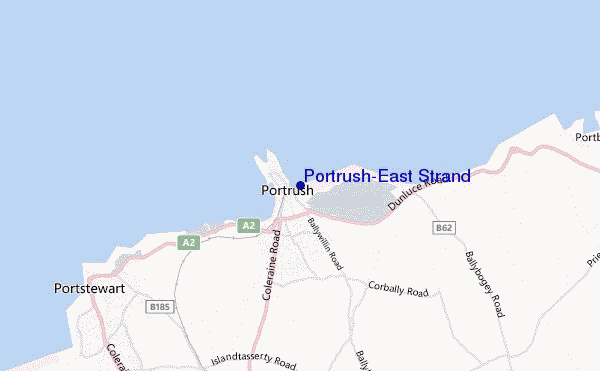 mapa de localização de Portrush-East Strand