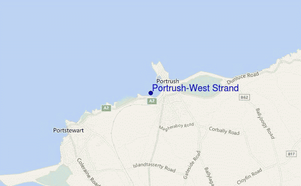 mapa de localização de Portrush-West Strand