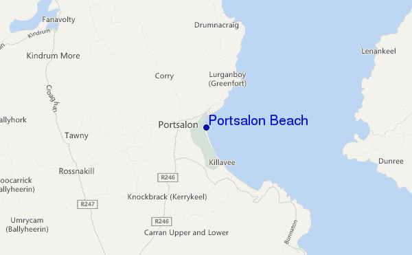 mapa de localização de Portsalon Beach